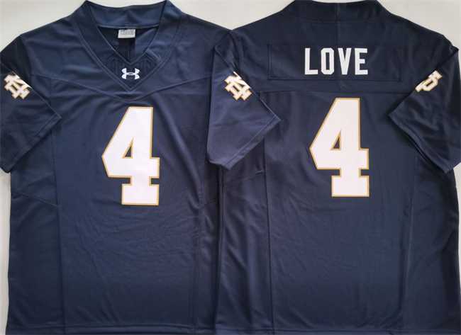 Men%27s Notre Dame Fighting Irish #4 Jeremiyah Love Navy 2025 F.U.S.E. Limited Stitched Jersey